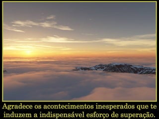 Agradece os acontecimentos inesperados que te induzem a indispensável esforço de superação.