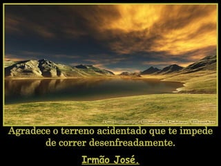 Agradece o terreno acidentado que te impede de correr desenfreadamente. Irmão José.