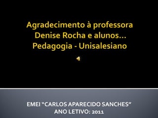 EMEI “CARLOS APARECIDO SANCHES”
         ANO LETIVO: 2011
 