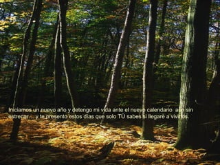 Iniciamos un nuevo año y detengo mi vida ante el nuevo calendario  aún sin estrenar… y te presento estos dìas que solo TÙ sabes si llegarè a vivirlos. 