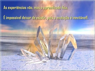 As experiências vão, mas o aprendizado fica.As experiências vão, mas o aprendizado fica.
É impossível deixar de existir, pois a evolução é inevitável!.É impossível deixar de existir, pois a evolução é inevitável!.
 