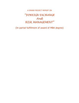 A grand project report on foreign exchange and risk management