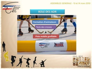 ROLE DES ADRFormation d’animateursTests des crossesPiste mobile gonflable