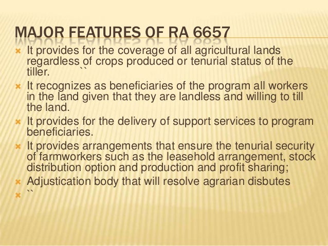 comprehensive agrarian reform Republic act 9700, or carper, an act strengthening the comprehensive agrarian reform program, extending the acquisition and distribution of all agricultural lands, and instituting necessary reforms on ra 6657. comprehensive agrarian reform Republic act 9700, or carper, an act strengthening the comprehensive agrarian reform program, extending the acquisition and distribution of all agricultural lands, and instituting necessary reforms on ra 6657.