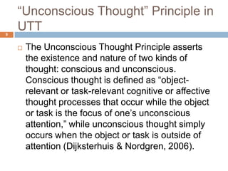 Unconceived Issus with the definition of Unconscious Thought in Unconscious Thought ...