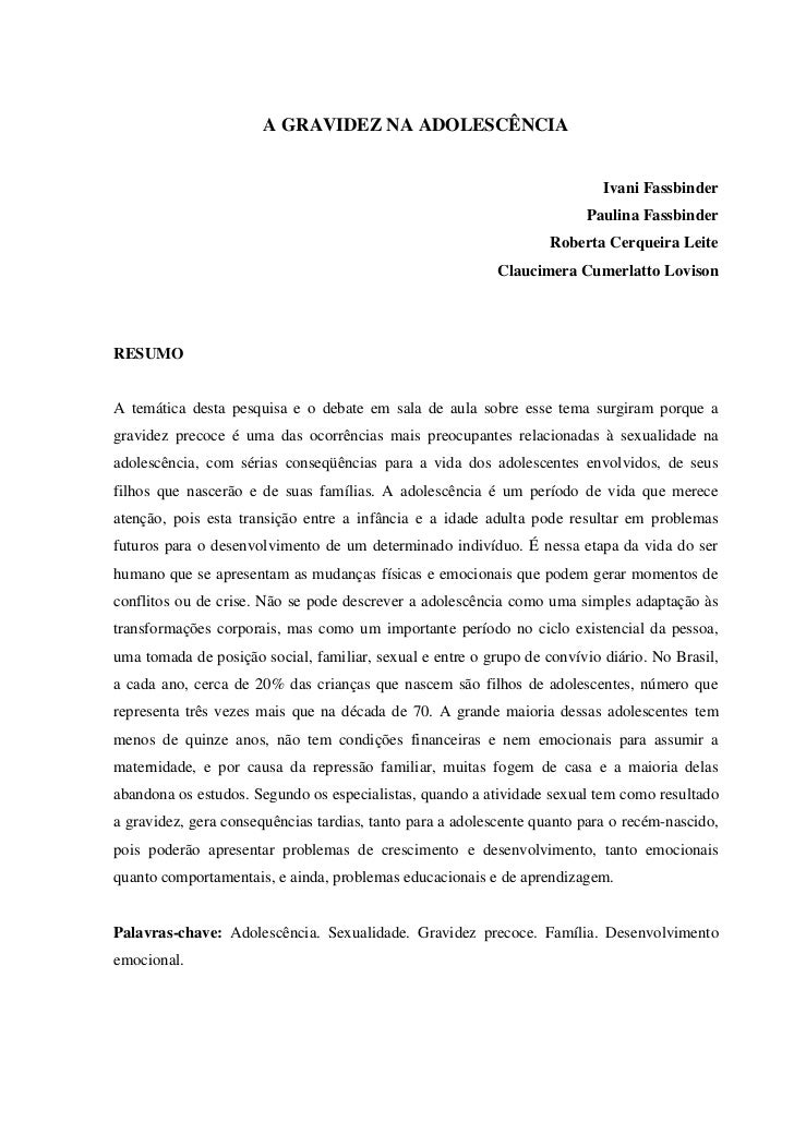 Texto De 20 Linhas Sobre Gravidez Na Adolescência