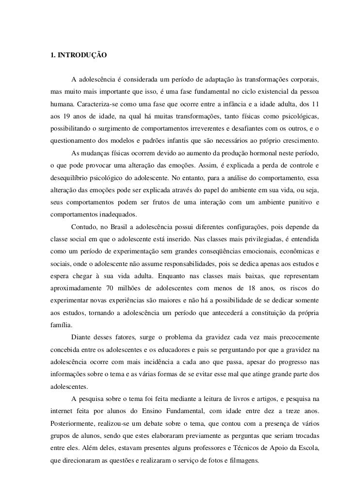 Texto De 20 Linhas Sobre Gravidez Na Adolescência