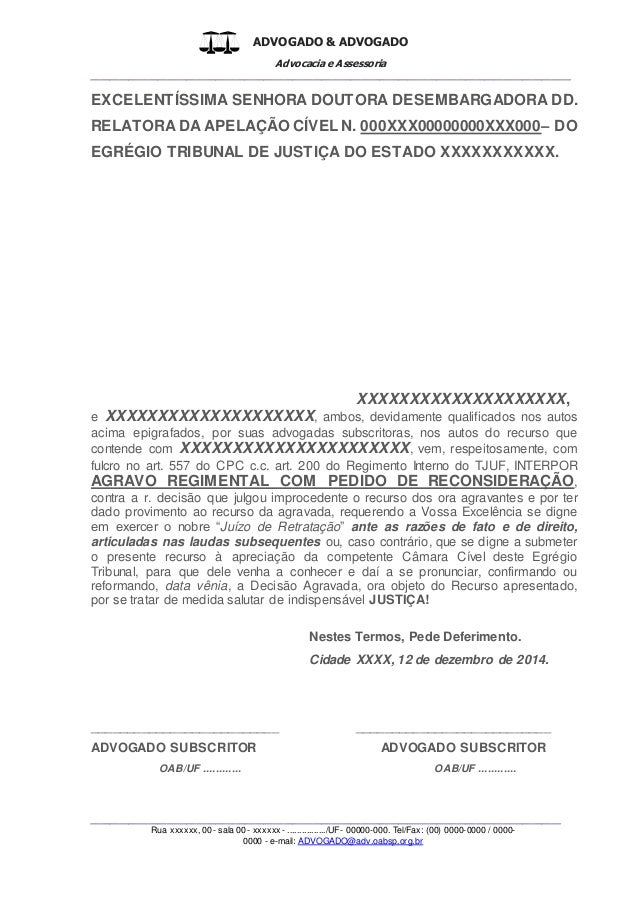 Modelo de Agravo Regimental / Interno – Consumidor