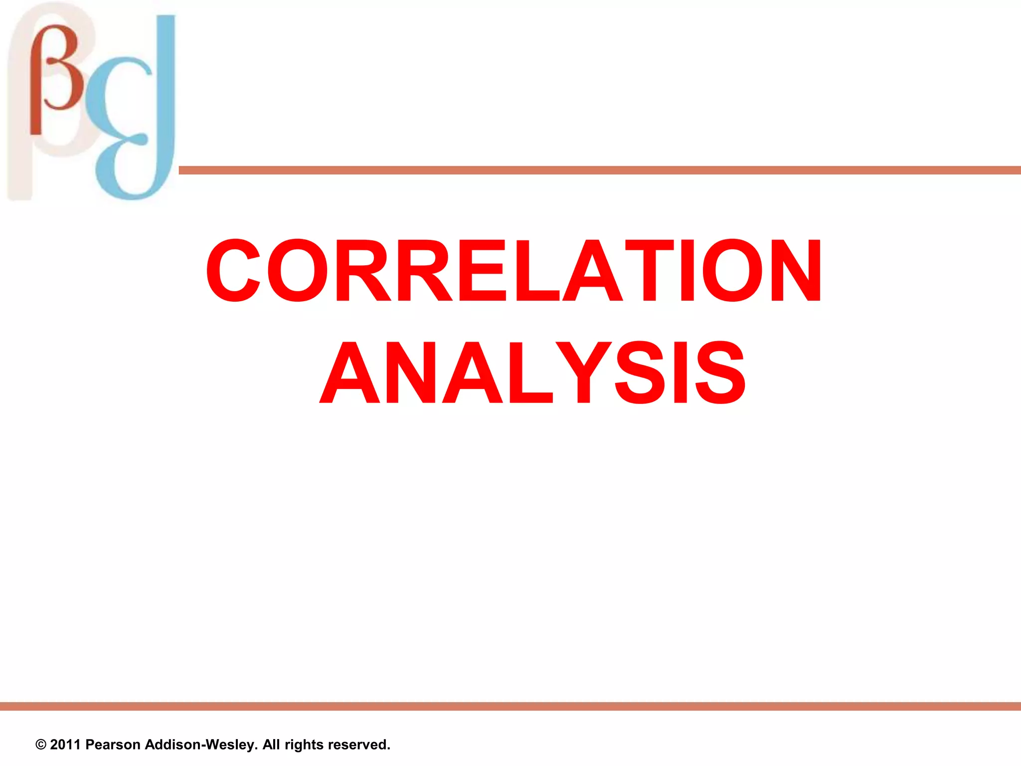 CORRELATION
ANALYSIS
© 2011 Pearson Addison-Wesley. All rights reserved.
 