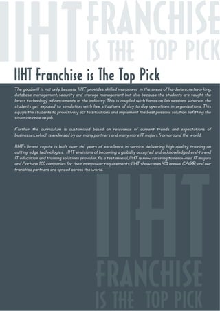 IIHT Franchise Consulted for Skill Upgradation