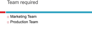 Team requiredMarketing TeamProduction Team