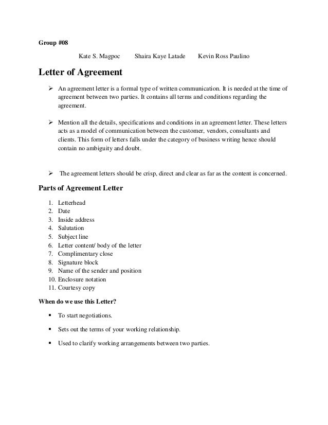 Agreement letter hardcopy
