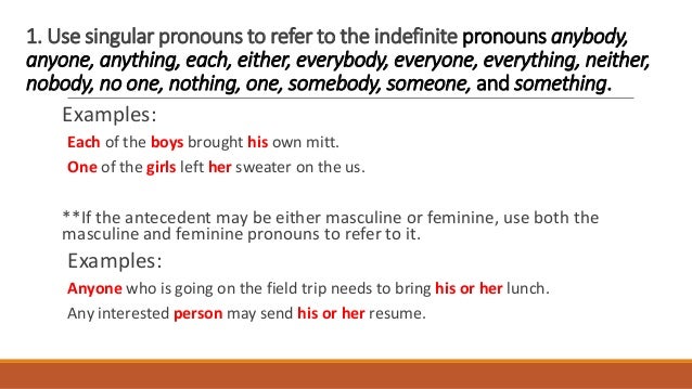 Agreement of Pronoun and Antecedent