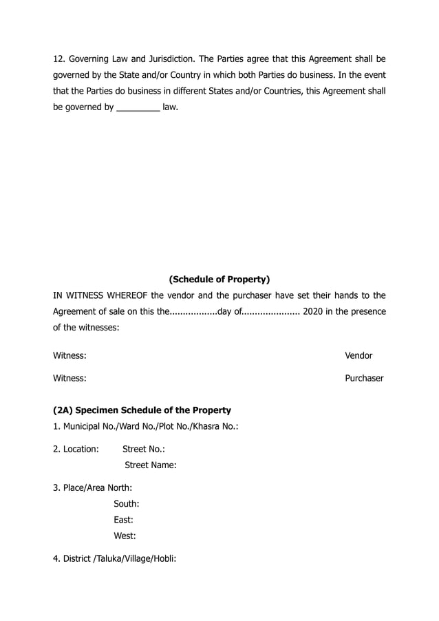 AGREEMENT OF SALE OF IMMOVABLE PROPERTY