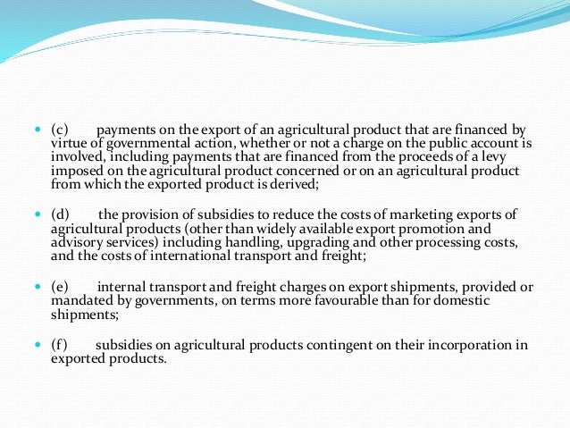 Agreement on agriculture