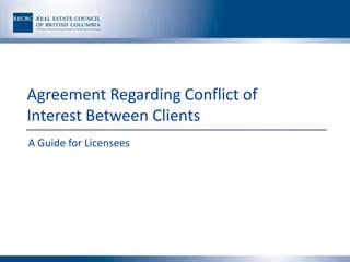 Agreement Regarding Conflict of
Interest Between Clients
A Guide for Licensees
 