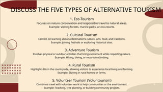 A GREENER MARKET: TYPES OF ALTERNATIVE TOURISM | PPTX