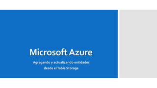 Microsoft AzureAgregando y actualizando entidadesdesde el TableStorage  