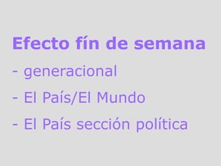 Efecto fín de semana<br />- generacional<br /><ul><li> El País/El Mundo