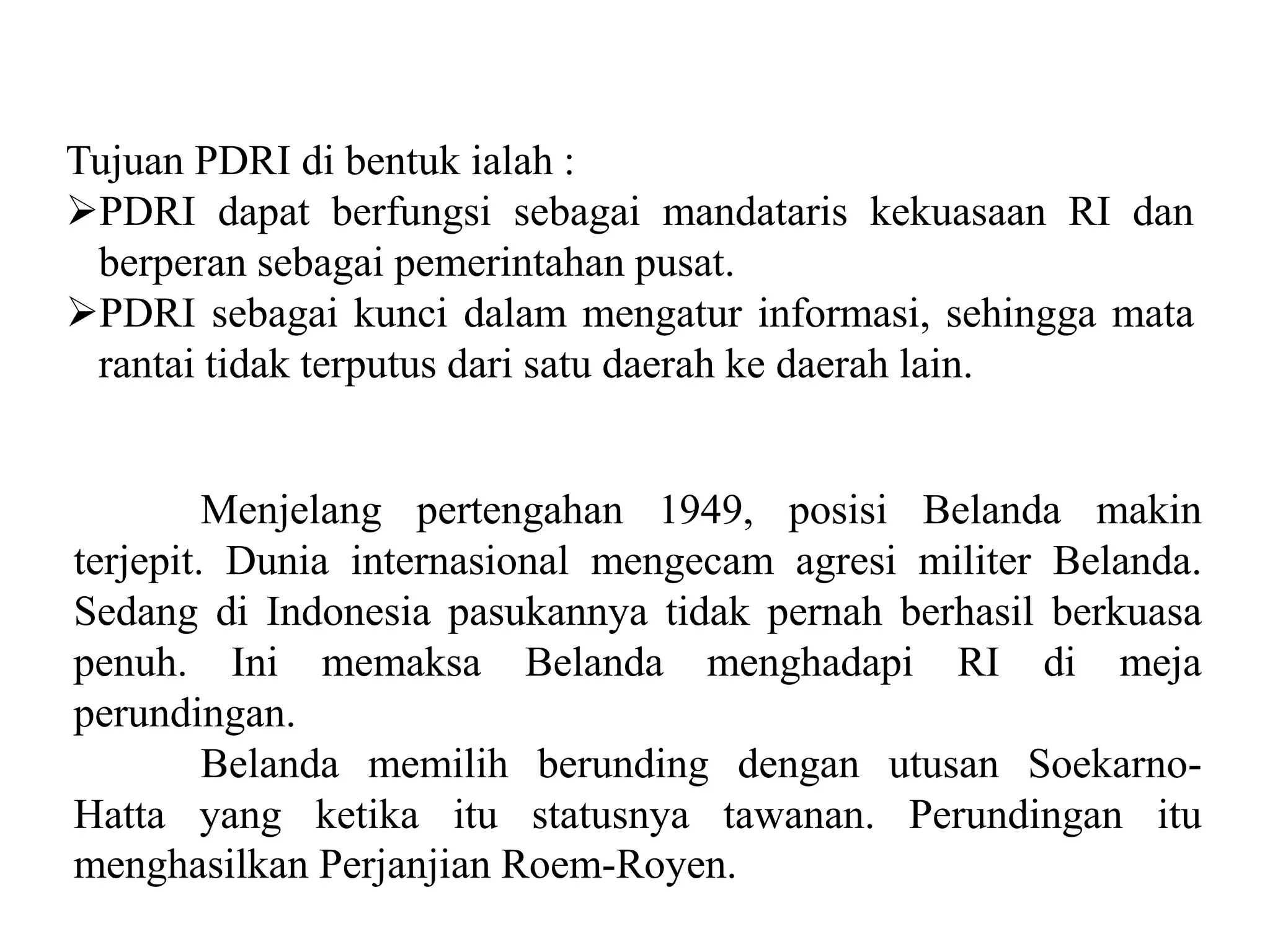 Rustum Pdri Agresi Militer Belanda II dan PDRI | PPTX