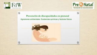 Prevención de discapacidades en prenatal
Agresiones ambientales: Sustancias químicas y factores físicos
 