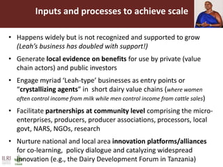 Growing commercial dairying in pre-commercial areas [Tanzania]