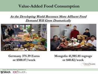Value-Added Food Consumption

              As the Developing World Becomes More Affluent Food
                        Demand Will Grow Dramatically




           Germany 375.39 Euros                Mongolia 41,985.85 togrogs
             or $500.07/week                       or $40.02/week

Source: MacroGain Partners, Steinfoeld et al                                43
 