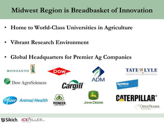 Midwest Region is Breadbasket of Innovation

• Home to World-Class Universities in Agriculture

• Vibrant Research Environment

• Global Headquarters for Premier Ag Companies




                                                    52
 