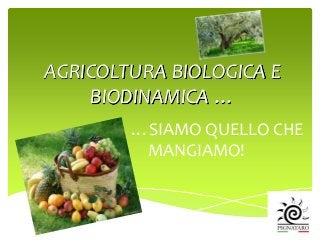 AGRICOLTURA BIOLOGICA E
BIODINAMICA …
…SIAMO QUELLO CHE
MANGIAMO!
 