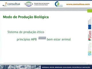 Modo de Produção Biológica
Sistema de produção ético
princípios MPB bem estar animal
 