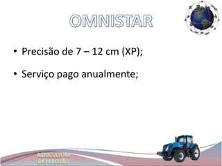 • Precisão de 7 – 12 cm (XP);

• Serviço pago anualmente;
 