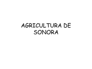 AGRICULTURA DE
SONORA
 