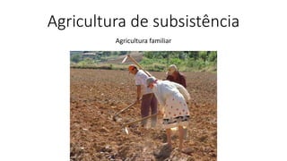 Agricultura de subsistência
Agricultura familiar
 