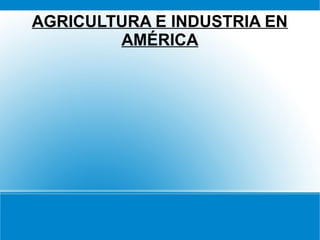 AGRICULTURA E INDUSTRIA EN
AMÉRICA
 