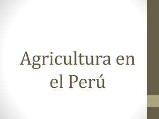 Agricultura en
el Perú
 