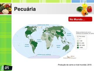 Pecuária
No Mundo…
Produção de carne a nível mundial, 2010.
 