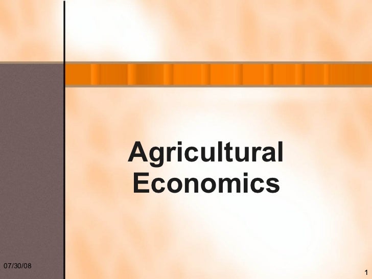 Agricultural Economics - 