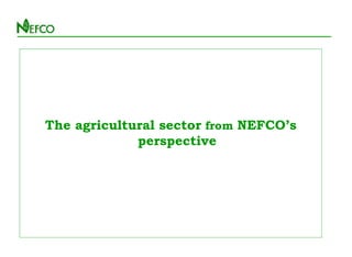 The agricultural sector from NEFCO’s 
perspective 
 