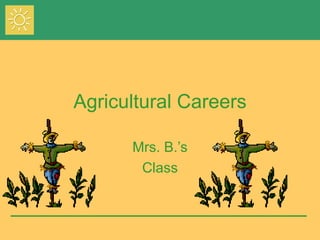 Agricultural Careers Mrs. B.’s Class 