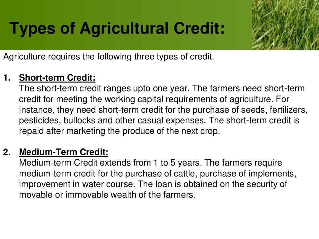Agricultural credit