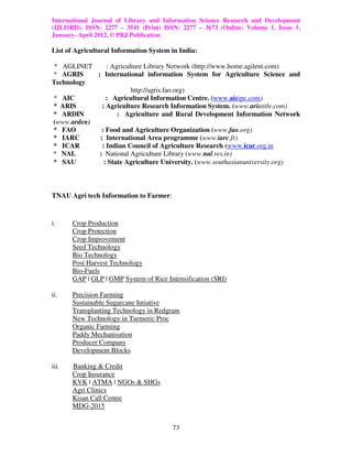 Agricultural information to the farmers in | PDF