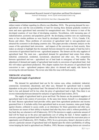AGRICULTURAL LAND CONVERSION AND FOOD SECURITY A THEMATIC ANALYSIS | PDF