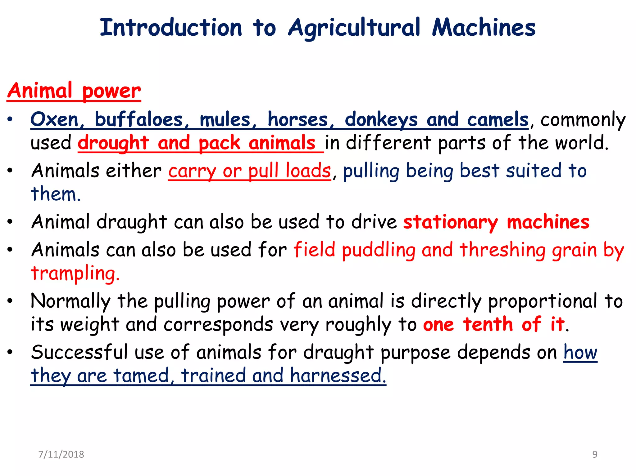 Agricultural machinery chapter 1 | PDF