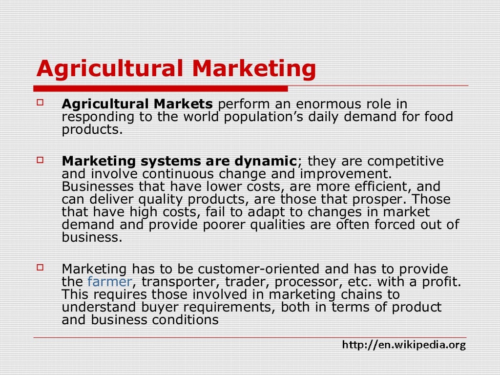 Agricultural marketing