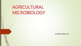 AGRICULTURAL
MICROBIOLOGY
SHANID MOOSA M.I.
 