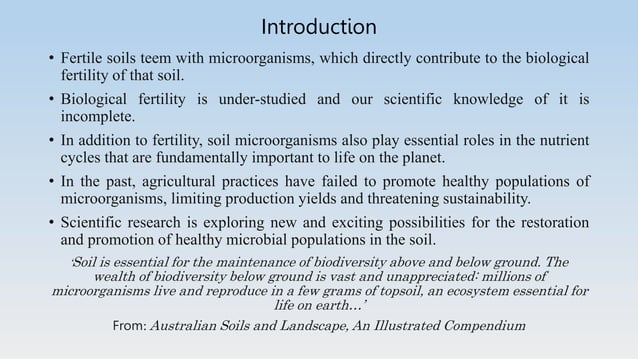 Agricultural Microbiology: Role of microbes in soil fertility | PPTX ...