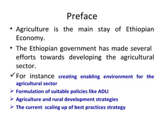 Agricultural progress in the past 10 years in ethioipia | PPT