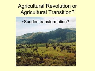 Agricultural Revolution or
Agricultural Transition?
»Sudden transformation?
 