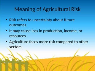 Farm Production Risk Agricultural_Risks_Presentation.pptx agriculture | PPTX