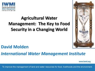 Agricultural Water Management:  The Key to Food Security in a Changing World David Molden International Water Management Institute 